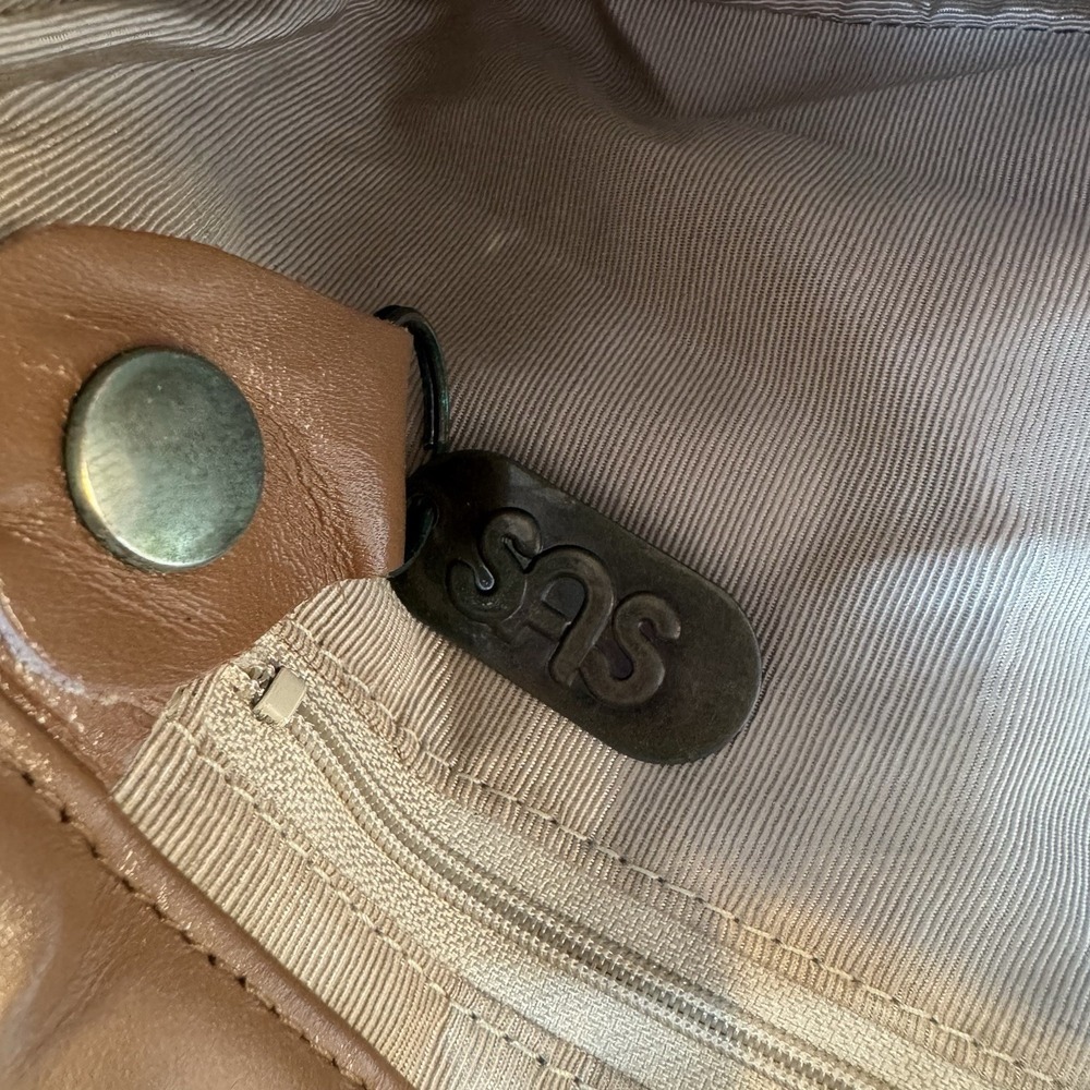 Vintage SAS Brown Leather Slouchy Flap Crossbody Shoulder Bag Purse USA Made Y2K - Picture 11 of 13